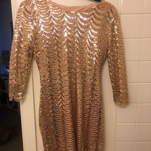 Lulus Gold Sequin Dress Like New Condition